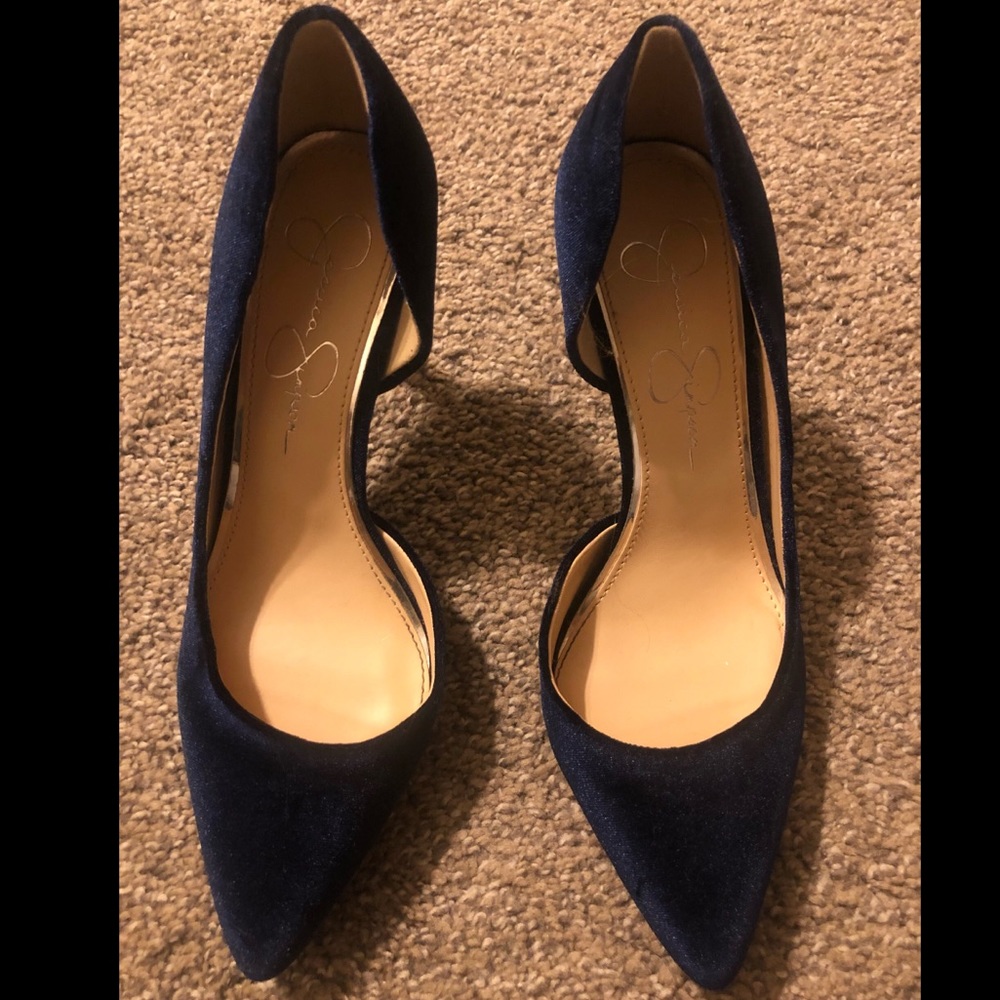 Jessica Simpson Navy velvet heels